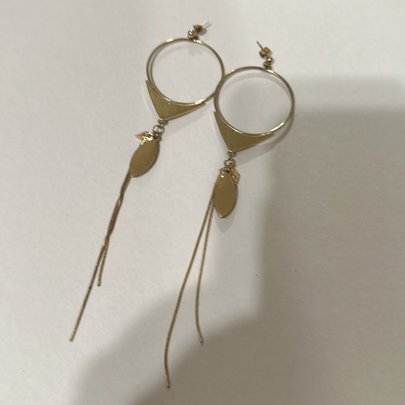 Free people goldtone & stone long dangling earrings - Picture 4 of 7